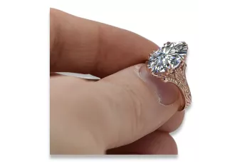 14k Rose Gold Vintage Oval Cubic Zirconia Ring