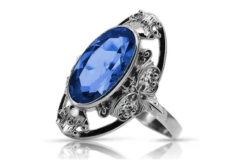 Silver 925 Ruský prsten s VRC014S vinobraní Sapphire