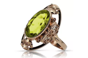 Vintage 925 Silver Rose Gold Plated Peridot Ring vrc014rp Vintage