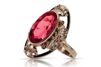 Руско съветско розово розово 14k злато 585 Ruby пръстен vrc014 Vintage