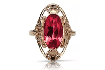 Prsten růžové červené zlato 14k 585 s Rubin Vrc014 vintage