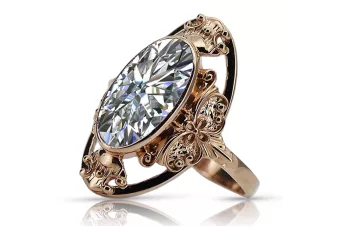 Ring z ružového červeného zlata 14k 585 so zirkónom VRC014 Vintage