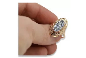Δαχτυλίδι από ροζ κόκκινο χρυσό 14k 585 με Ζυρκόνια vrc014 Vintage
