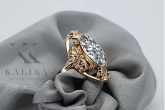 Δαχτυλίδι από ροζ κόκκινο χρυσό 14k 585 με Ζυρκόνια vrc014 Vintage