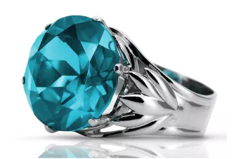 Ασημένιο δαχτυλίδι Ρωσικό 925 με Aquamarine vrc029s Vintage