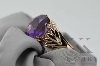 14k 585 rožinio raudono aukso žiedas su Alexandrite vrc029 Vintage