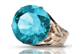 Δαχτυλίδι από ροζ κόκκινο χρυσό 14k 585 με Aquamarine vrc029 Vintage