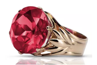 Руско съветско розово розово 14k злато 585 Ruby пръстен vrc029 Vintage