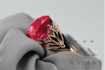 Pierścionek z różowego czerwonego złota 14k 585 z Rubinem vrc029 Vintage