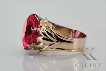 Rožinis raudonas aukso žiedas 14k 585 su Rubinu vrc029 Vintage