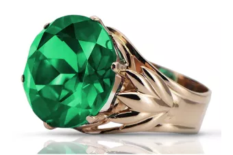 Prsten růžové červené zlato 14k 585 s Emerald Vrc029 vinobraní