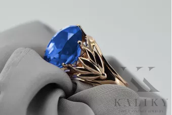 Pierścionek z różowego czerwonego złota 14k 585 z Szafirem vrc029 Vintage