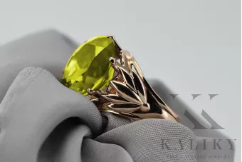 Pierścionek z różowego czerwonego złota 14k 585 z Peridotem vrc029 Vintage