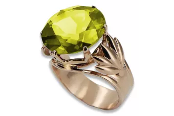 Pierścionek z różowego czerwonego złota 14k 585 z Peridotem vrc029 Vintage