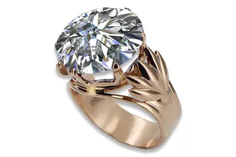 Pierścionek z różowego czerwonego złota 14k 585 z Cyrkonią vrc029 Vintage