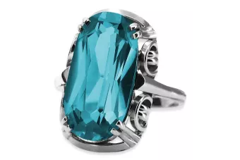 Ασημένιο δαχτυλίδι Ρωσικό 925 με Aquamarine vrc038s Vintage
