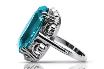 Ασημένιο δαχτυλίδι Ρωσικό 925 με Aquamarine vrc038s Vintage
