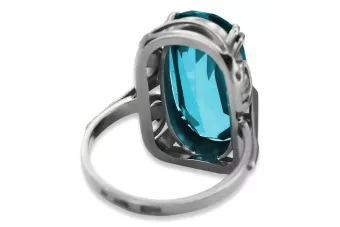 Ασημένιο δαχτυλίδι Ρωσικό 925 με Aquamarine vrc038s Vintage
