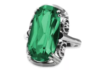 Ασημένιο δαχτυλίδι Ρωσικό 925 με Emerald vrc038s Vintage