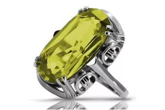 Stříbrný ruský 925 prsten s peridotem VRC038S vinobraní