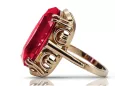 Pierścionek z różowego czerwonego złota srebrny pozłacany 925 z Rubinem vrc038rp Vintage
