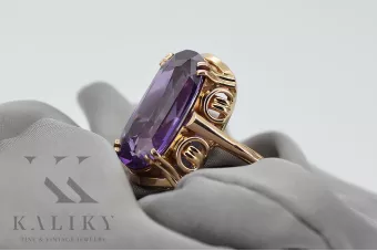Російська радянська троянда, золото 585 проби, александрит, рубін, смарагд, сапфір, циркон, каблучка vrc014