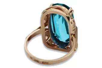 Pierścionek z różowego czerwonego złota 14k 585 z Akwamarynem vrc038r Vintage