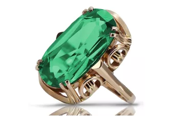Rose pink 14k gold 585 Emerald ring vrc038r Russian Soviet Vintage style
