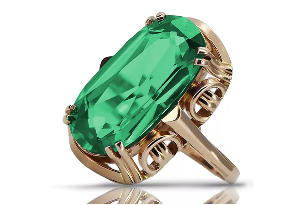 Russian Soviet rose 14k 585 gold Alexandrite Ruby Emerald Sapphire Zircon ring  vrc014