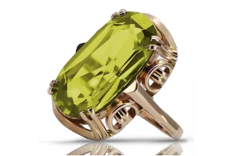 Rožinis raudonas aukso žiedas 14k 585 su Peridotu vrc038r Vintage