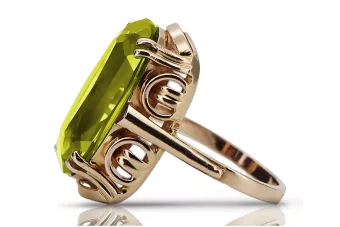 Rožinis raudonas aukso žiedas 14k 585 su Peridotu vrc038r Vintage