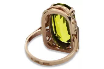 Rožinis raudonas aukso žiedas 14k 585 su Peridotu vrc038r Vintage