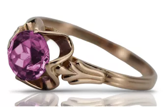 Russischer sowjetischer rosafarbener 14k Gold 585 Amethyst Ring vrc023 Vintage