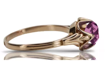Pierścionek z różowego czerwonego złota 14k 585 z Ametystem vrc023 Vintage