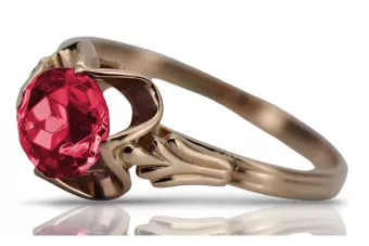 Руско съветско розово розово 14k злато 585 Ruby пръстен vrc023 Vintage