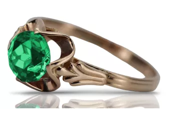 Prsteň z ružového zlata 14k 585 s Emerald vrc023 Vintage
