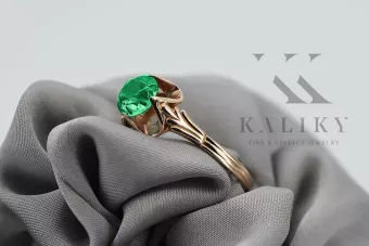 Prsteň z ružového zlata 14k 585 s Emerald vrc023 Vintage