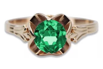 Prsteň z ružového zlata 14k 585 s Emerald vrc023 Vintage