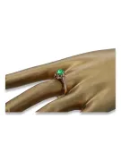 خاتم من الذهب الأحمر الوردي 14k 585 مع Emerald vrc023