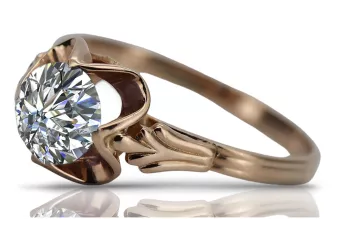 Prsten růžové červené zlato 14k 585 s zirkonem Vrc023 vinobraní