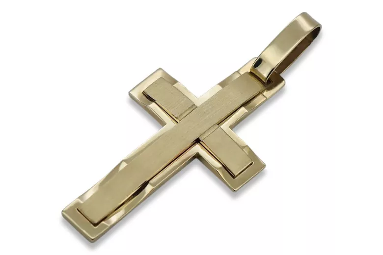 Italienisch gelb 14 Karat Gold Katholisches Jesuskreuz ctc095y