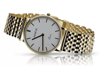 Жовтий 14к 585 золотий чоловічий годинник Geneve mw004ydw&mbw005y