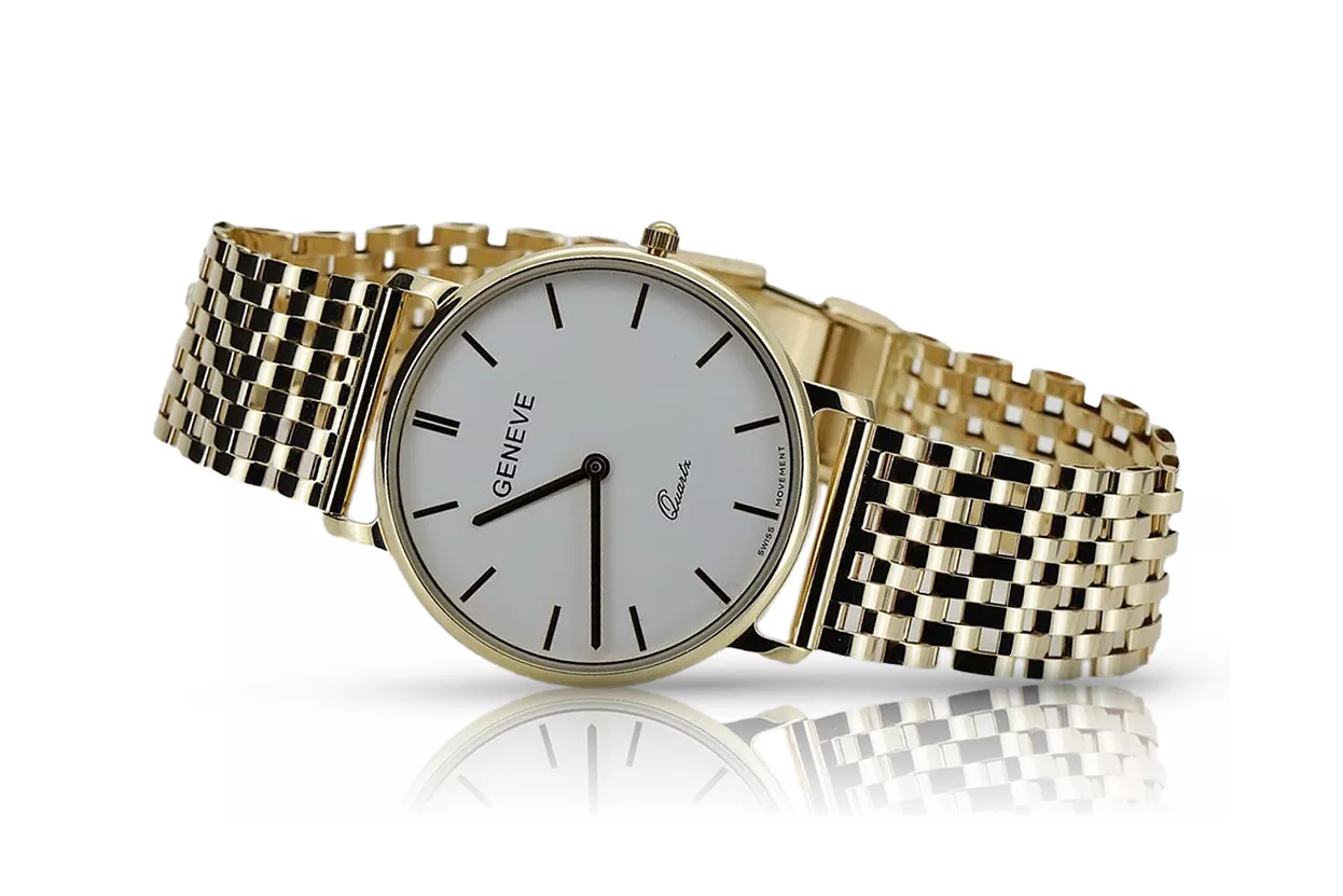 Reloj de oro para hombre Geneve ★ zlotychlopak.pl ★ Pureza de oro 585 333 Precio bajo!