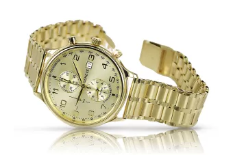 Жълт 14k 585 златен мъжки часовник Geneve mw005y&mbw007y