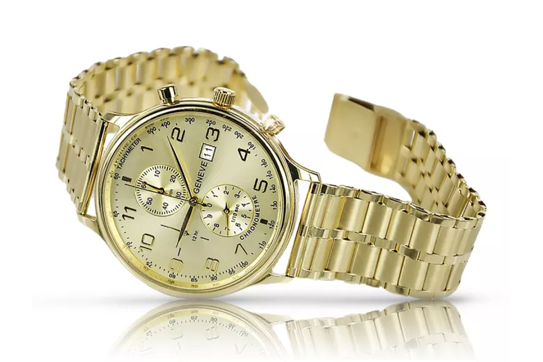This is a 14K gold Geneva quartz, Italian, 40mm men's watch