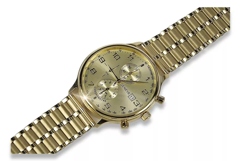 Złoty zegarek 14k 585 z bransoletą męski włoski Geneve mw005y&mbw007y