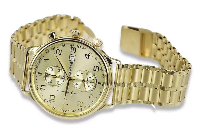 This is a 14K gold Geneva quartz, Italian, 40mm men's watch
