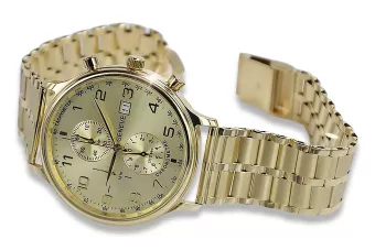 Це чоловічий кварцовий годинник Geneva з 14-каратного золота, італійський, 40 мм