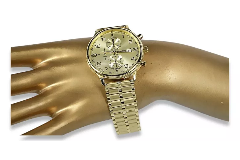 Złoty zegarek męski 14K Geneve, kwarcowy, włoski, 40mm | Zlotychlopak.pl