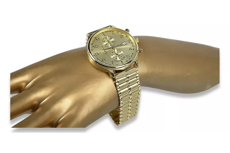 This is a 14K gold Geneva quartz, Italian, 40mm men's watch
